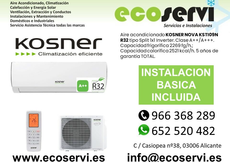 Aire Acondicionado Alicante Split KOSNER NOVA KDTI09N R32